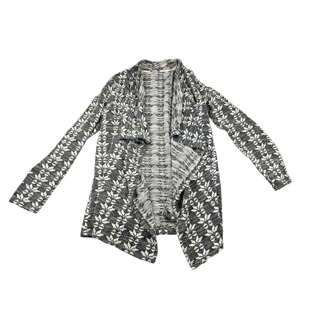 KUT FROM THE KLOTH Black White Fair Isle Draped Open‎ Cardigan Sweater Medium